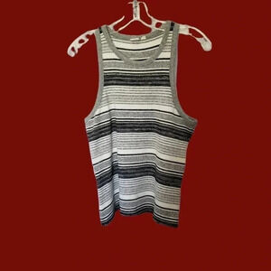 -Gap blk/gray striped tank top size M